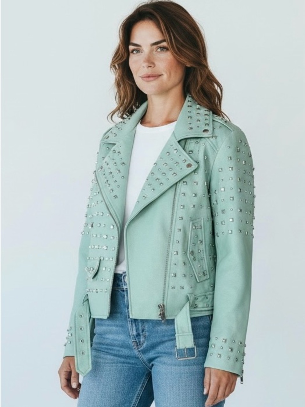 AZALEA WANG Minty Girl Plus Faux Leather Studded Moto
Jacket